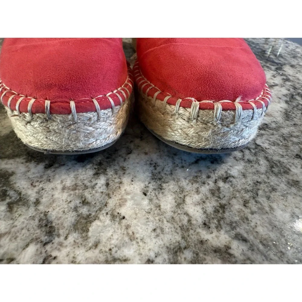 Joie Cruz Coral Pink‎ Scalloped Espadrille Ankle Strap Flats Womens 7.5M S4652